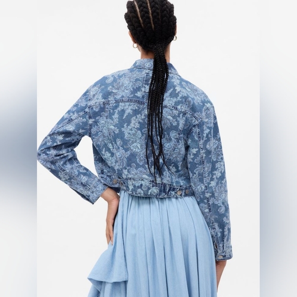 NWT LoveShackFancy X GAP Floral Denim Jacket - Picture 3 of 12